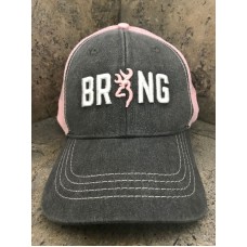 Browning BRNG Baseball Cap 308858511 Snap Back Closure Gray and Pink 23614842903 eb-56419378